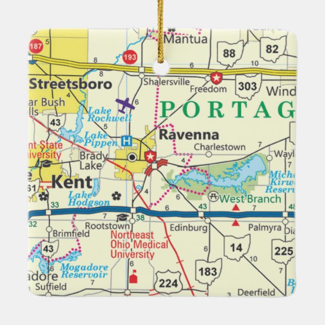 Ravenna Ohio Karta Julgransprydnad Keramik (Baksida)