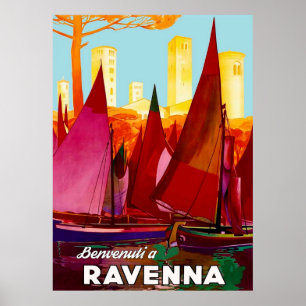 Ravenna, segelbåtar i stadshamnen poster