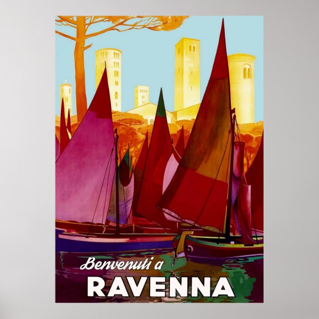 Ravenna, segelbåtar på stadshamnen poster (Framsidan)