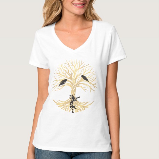 Ravens and Celtic Symbols T-Shirt (Framsida)