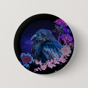 Raven's Blommigt Galaxy Goth Badge Knapp