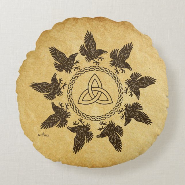 Ravens Circle Dance Rund Kudde (Framsidan)