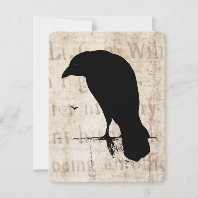 Ravens den korpsvarta silhouetten Retro Goth för Inbjudningar (Framsida)