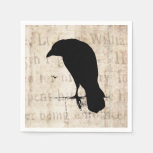 Ravens den korpsvarta silhouetten Retro Goth för Pappersservett