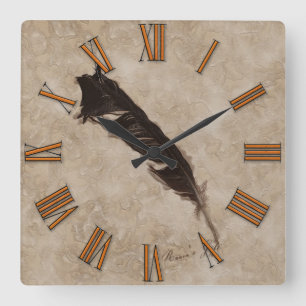 Raven's Feather Bird-älskare Kråka design Fyrkantig Klocka