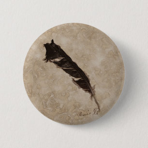 Raven's Feather Bird-älskare Kråka design Knapp