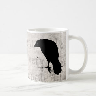 Ravens gal den korpsvarta Silhouettesvarten för Kaffemugg