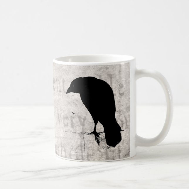Ravens gal den korpsvarta Silhouettesvarten för Kaffemugg (Höger)