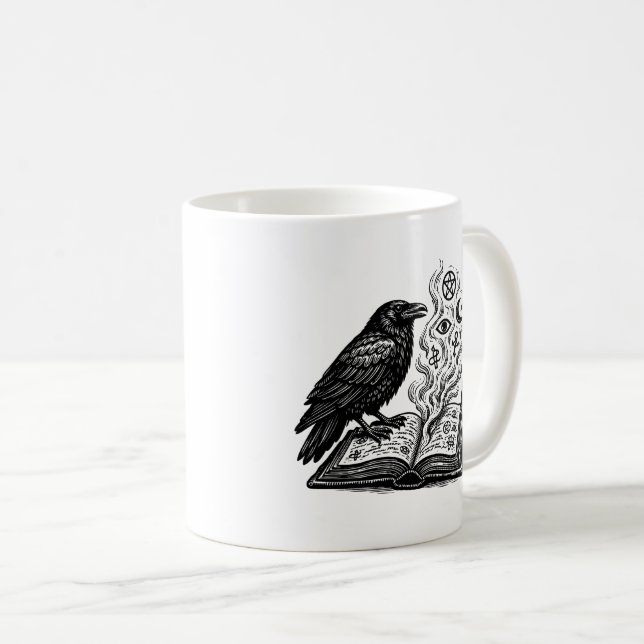 Ravens Grimorie - Boklig gotisk konst Kaffemugg (Framsida höger)