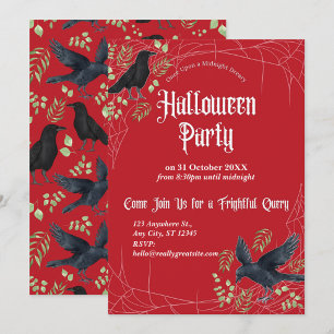 Ravens Halloweenfest-inbjudan i rött Inbjudningar