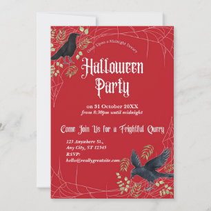 Ravens Halloweenfest-inbjudan i rött Inbjudningar