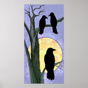 Ravens i Träd vid Sunrise Poster