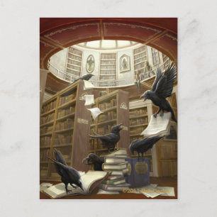 Ravens i vykortet Bibliotek Vykort