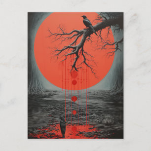Ravens in black and red vykort