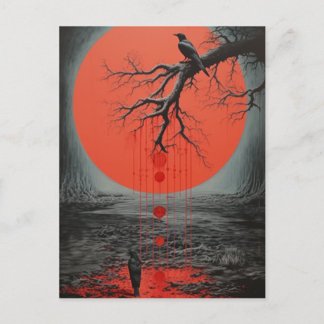 Ravens in black and red vykort (Framsida)