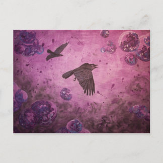 Ravens in Flight lila abstrakt vycard Vykort