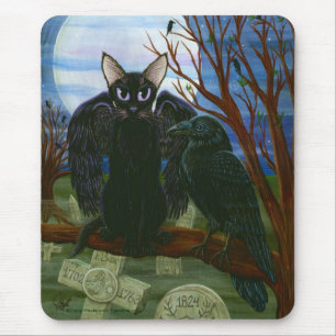 Ravens konst Mousepad för kråka för katt för Musmatta