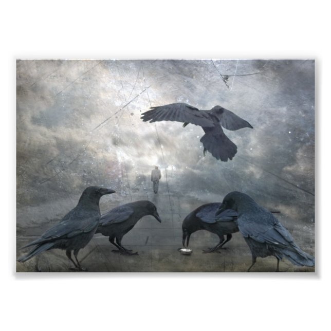 Ravens leker med borttappad Time Fototryck (Framsidan)