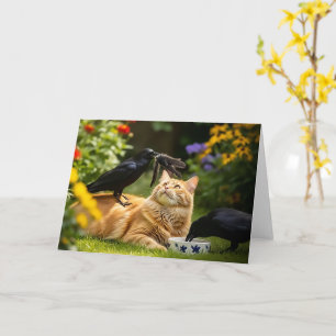 Ravens leker med kattblommor och vänner kort