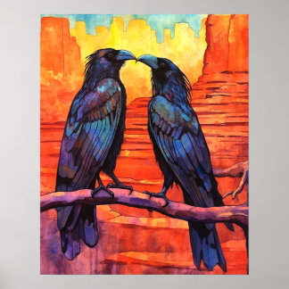 Ravens Navajo Desert Native Art Stil #NR111 Poster