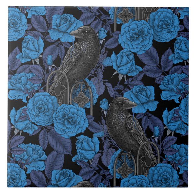 Ravens och Blue ro Kakelplatta (Framsidan)