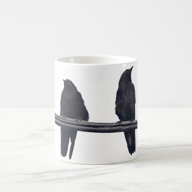 "RAVENS ON WIRE" Corvids Wildlife Mugg (Center)
