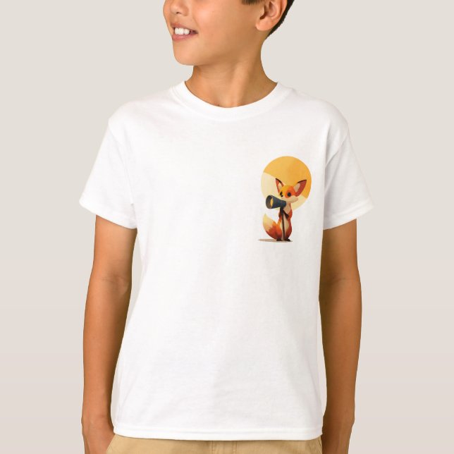 Rävens Utforskare Kikare Äventyr Barn T Shirt (Framsida)