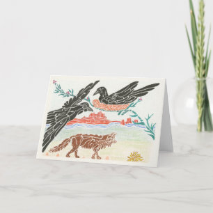 Ravens'na bygga bo Notecard Kort
