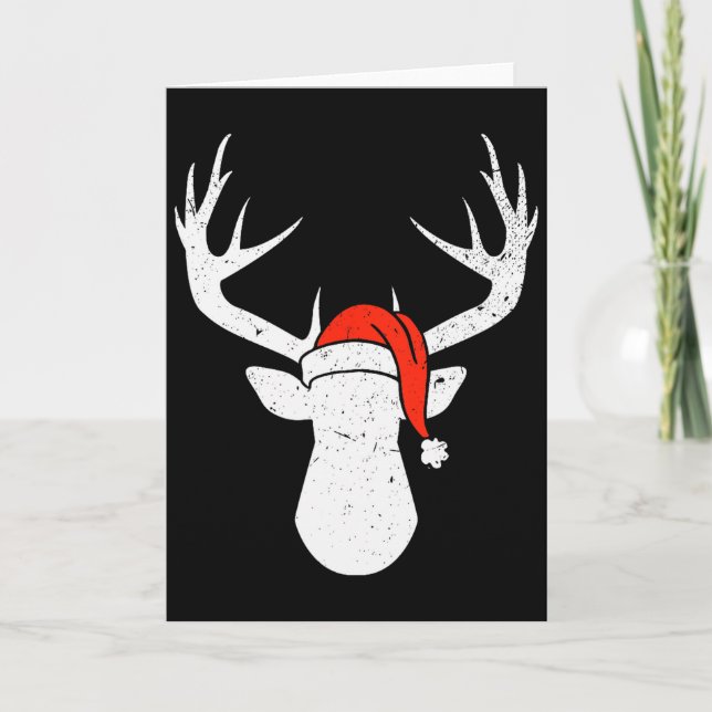 Rävhjort Med Tomteluva Jul Pyjamas Jakt Present  Kort (Framsida)