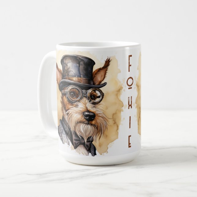 Rävhund Steampunk Hund Kaffemugg (Framsida vänster)