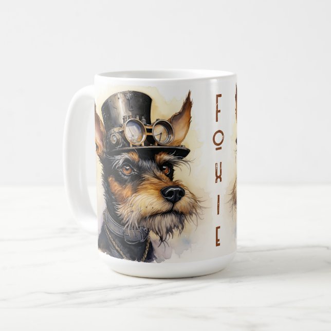 Rävhund Steampunk Hund Kaffemugg (Framsida vänster)