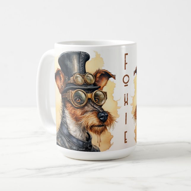 Rävhund Steampunk Hund Kaffemugg (Framsida vänster)