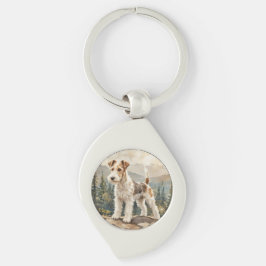 Rävhund Swirl Silverfärgad Nyckelring