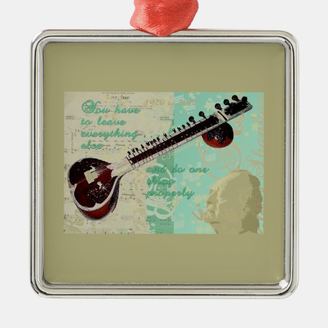 Ravi Shankar Tribute till sitar- och indiermusik Julgransprydnad Metall (Framsidan)