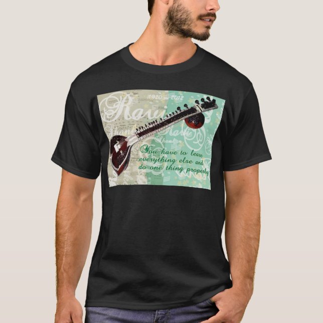 Ravi Shankar Tribute till sitar- och indiermusik T-shirt (Framsida)
