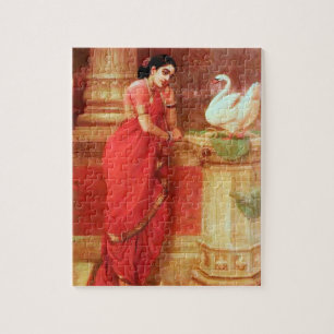 Ravi Varma Målningar-Hamsa Dhayamthi Pussel