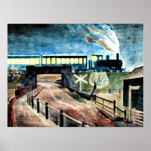 Ravilikonst, Tåg går över bron på natten Poster