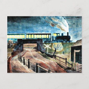 Ravilikonst, Tåg går över bron på natten Vykort
