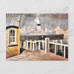 Ravilious - Channel Steamer Lämnande hamn Vykort