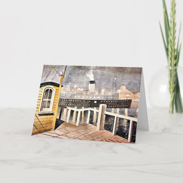 Ravilious - Channel Steamer Lämnar Harbour Kort (Framsida)