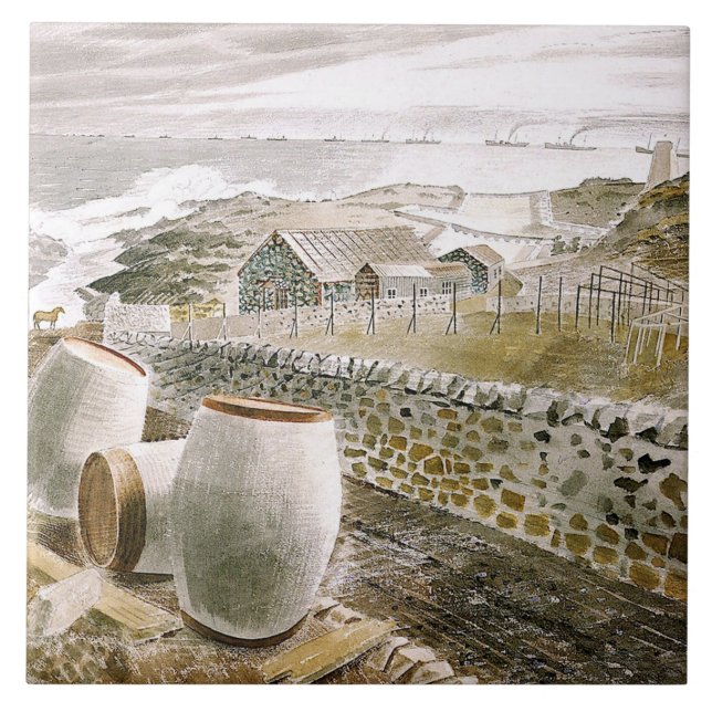 Ravilious - Convoy Passing an Island Kakelplatta (Framsidan)