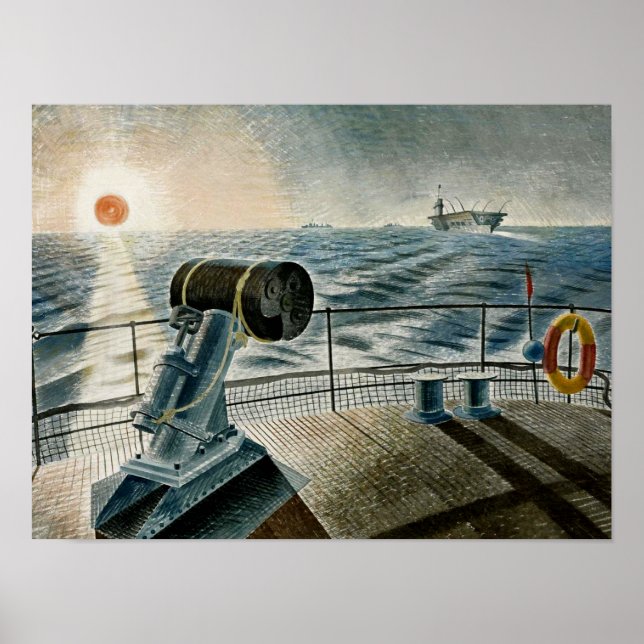 Ravilious konstverk - Midnattssolen Poster (Framsidan)