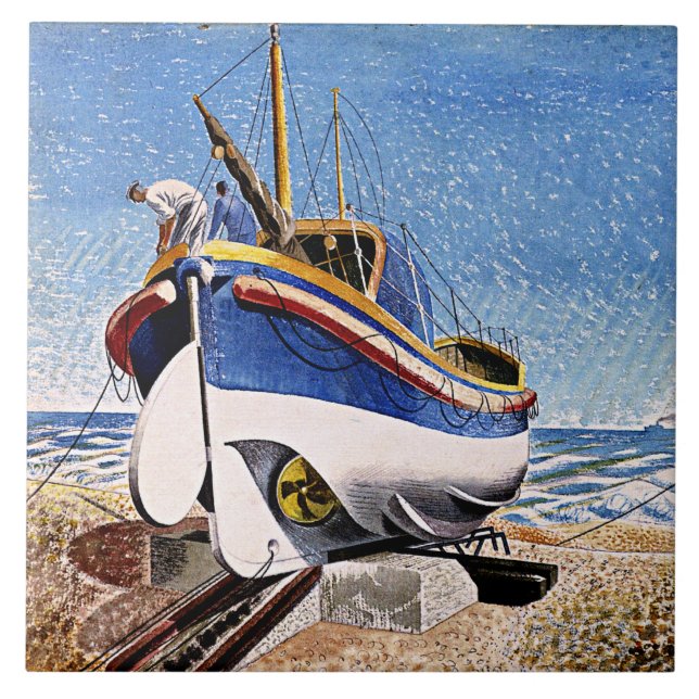 Ravilious - Livbåt i Aldeburgh Kakelplatta (Framsidan)