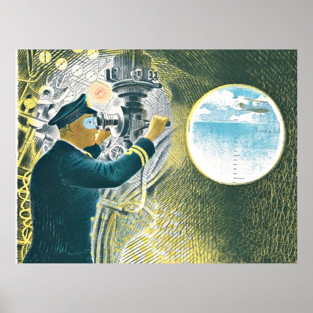 Ravilious - Officer Tittar genom Periscope Poster (Framsidan)