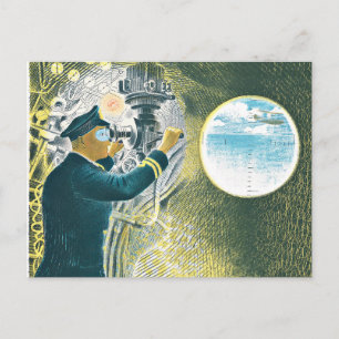 Ravilious - Officer Tittar genom Periscope Vykort
