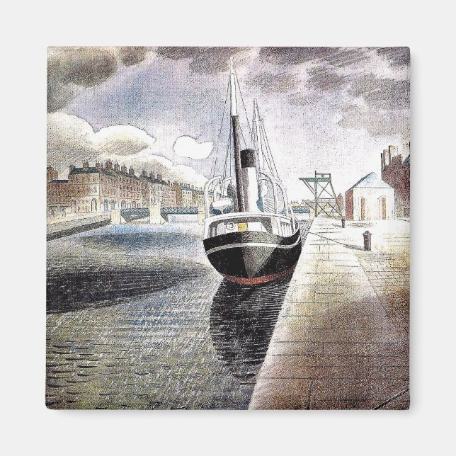 Ravilious - Pilotbåt i Le Havre Magnet (Framsidan)