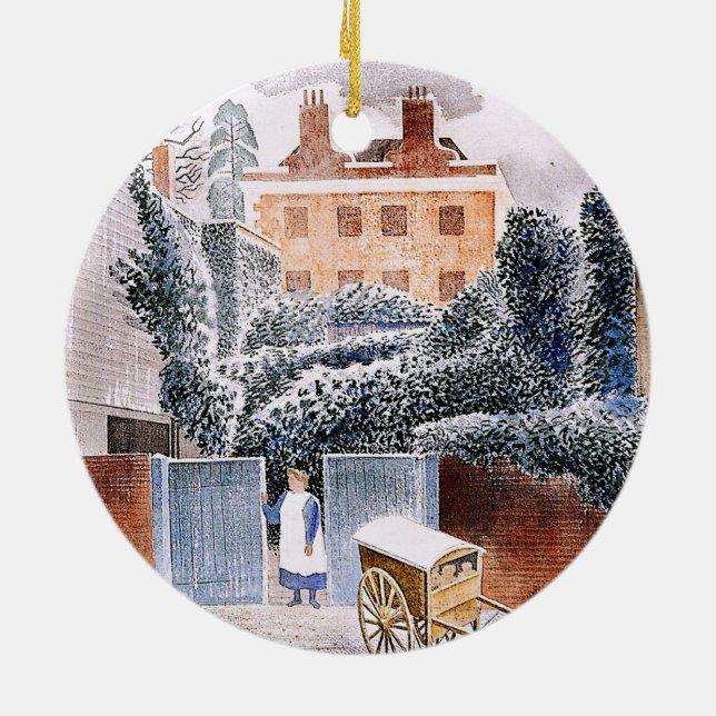 Ravilious - Vicarage in Winter, Julgransprydnad Keramik (Baksidan)