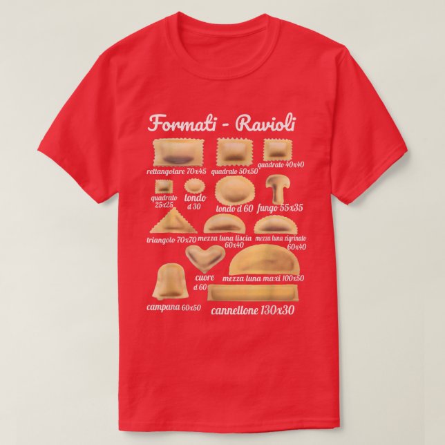 Ravioli-format, italienska livsmedelsanvisningar f t shirt (Design framsida)