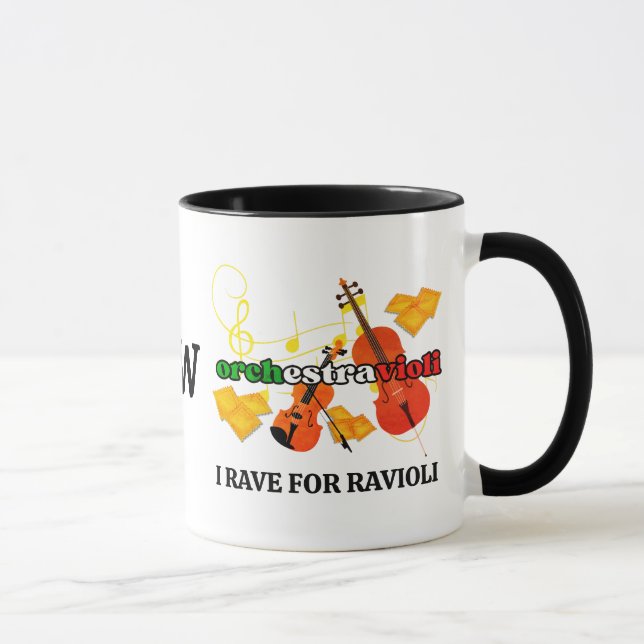 Ravioli Pasta ORCHESTRAVIOLI Italiensk Färg Music Mugg (Höger)