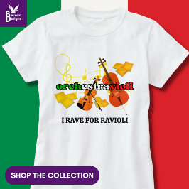 Ravioli Pasta ORCHESTRAVIOLI Italiensk Färg Music T Shirt